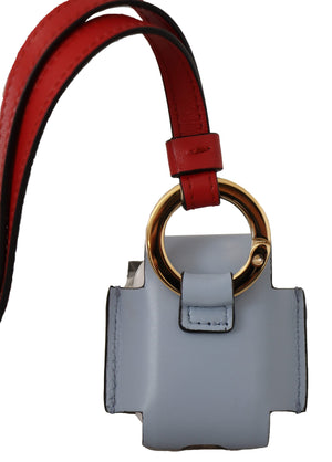 Dolce & Gabbana Light Blue Red Leather Strap Gold Metal Airpods Case - DEA STILOSA MILANO