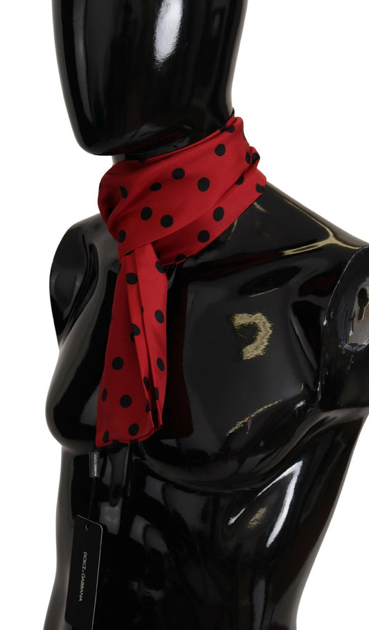 Dolce & Gabbana Red Polka Dot Silk Shawl Neck Wrap Scarf - DEA STILOSA MILANO