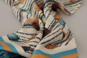 Dolce & Gabbana Multicolor Seashells DG Print Silk Shawl Fringe Scarf - DEA STILOSA MILANO