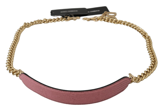 Dolce & Gabbana Pink Leather Gold Chain Accessory Shoulder Strap - DEA STILOSA MILANO