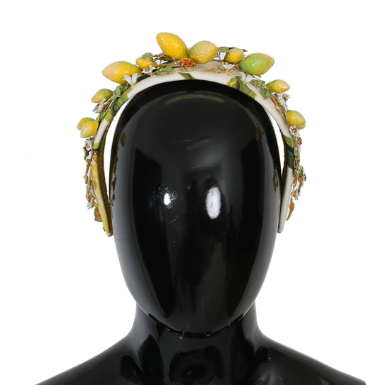 Dolce & Gabbana Yellow Lemons Sicily Crystal Diadem Tiara Headband - DEA STILOSA MILANO