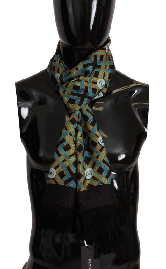 Dolce & Gabbana Multicolor DG Logo Shawl Warm Neck Wrap Fringe Scarf - DEA STILOSA MILANO