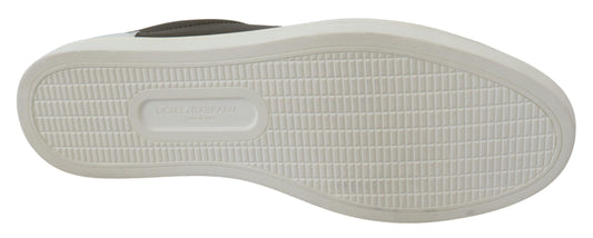 Dolce & Gabbana White Green Leather Low Top Sneakers Shoes - DEA STILOSA MILANO