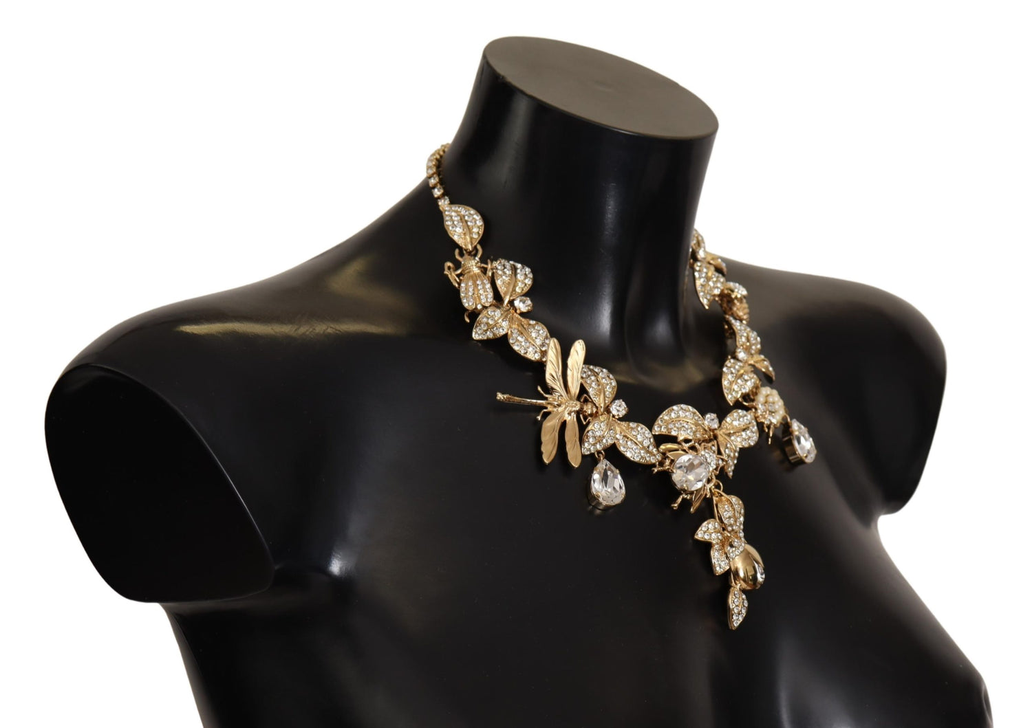 Dolce & Gabbana Gold Brass Floral Sicily Crystal Statement Necklace - DEA STILOSA MILANO