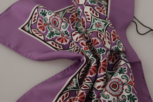 Dolce & Gabbana Majolica Patterned Square Handkerchief Silk Scarf - DEA STILOSA MILANO