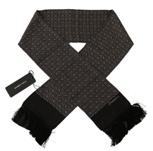 Dolce & Gabbana Brown Geometric Patterned Shawl Wrap Fringe Scarf - DEA STILOSA MILANO