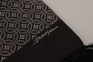 Dolce & Gabbana Brown Geometric Patterned Shawl Wrap Fringe Scarf - DEA STILOSA MILANO