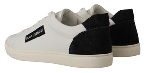 Dolce & Gabbana White Black Leather Low Shoes Sneakers - DEA STILOSA MILANO