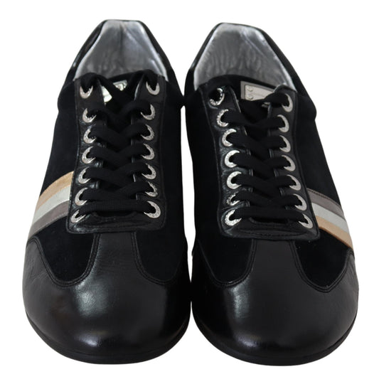 Dolce & Gabbana Black Logo Leather Casual Mens Scarpe Sneakers - DEA STILOSA MILANO