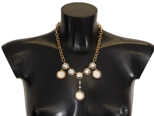Dolce & Gabbana Gold Clock Statement Crystal Chain Necklace - DEA STILOSA MILANO