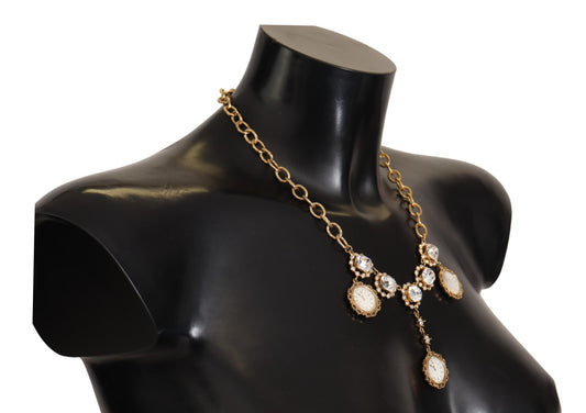 Dolce & Gabbana Gold Clock Statement Crystal Chain Necklace - DEA STILOSA MILANO
