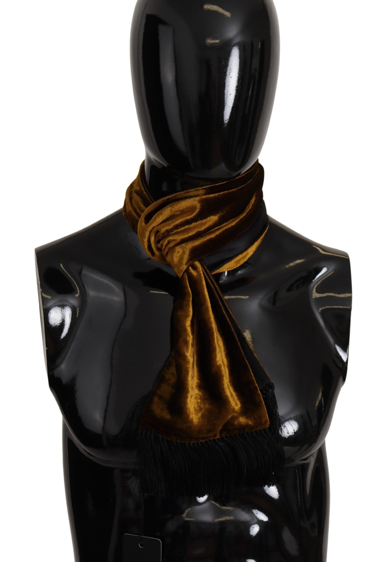 Dolce & Gabbana Brown Mens Shawl Warm Neck Wrap Fringe Silk Scarf - DEA STILOSA MILANO
