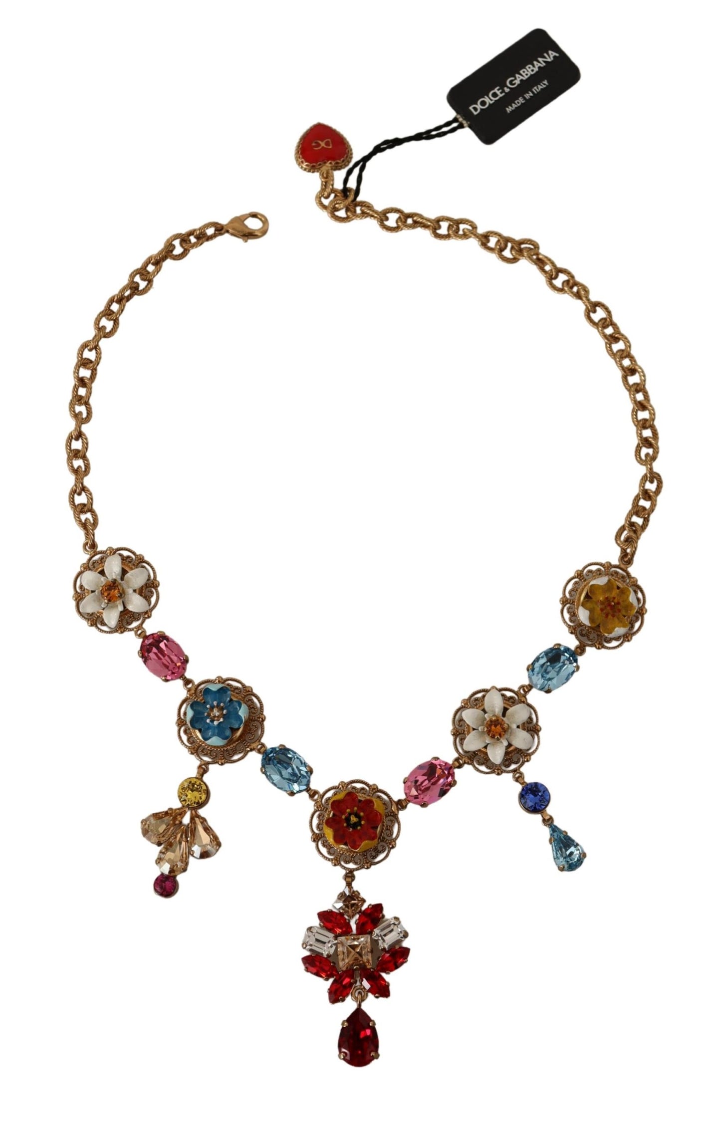 Dolce & Gabbana Gold Brass Floral Sicily Charms Statement Necklace - DEA STILOSA MILANO