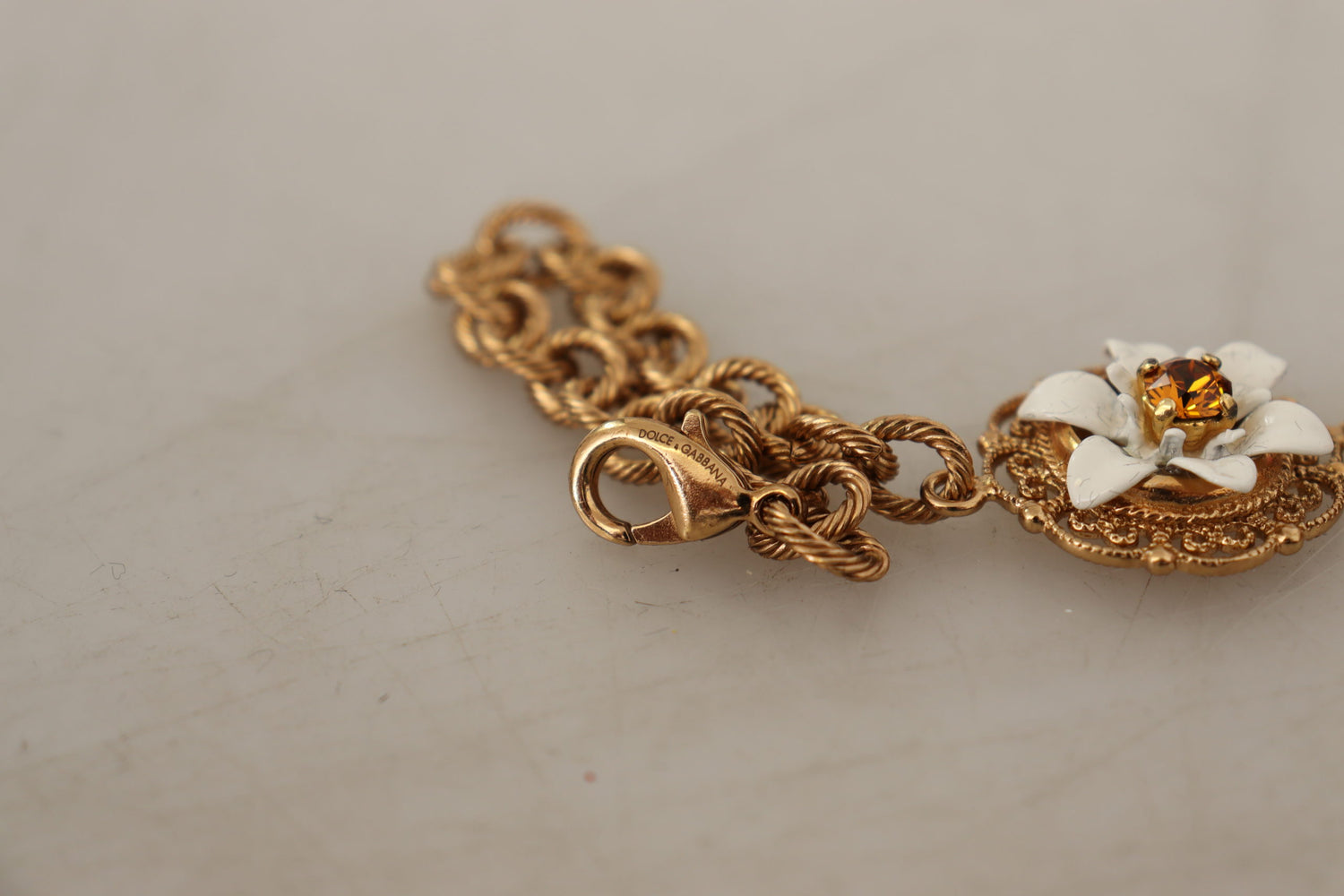 Dolce & Gabbana Gold Brass Floral Sicily Charms Statement Necklace - DEA STILOSA MILANO
