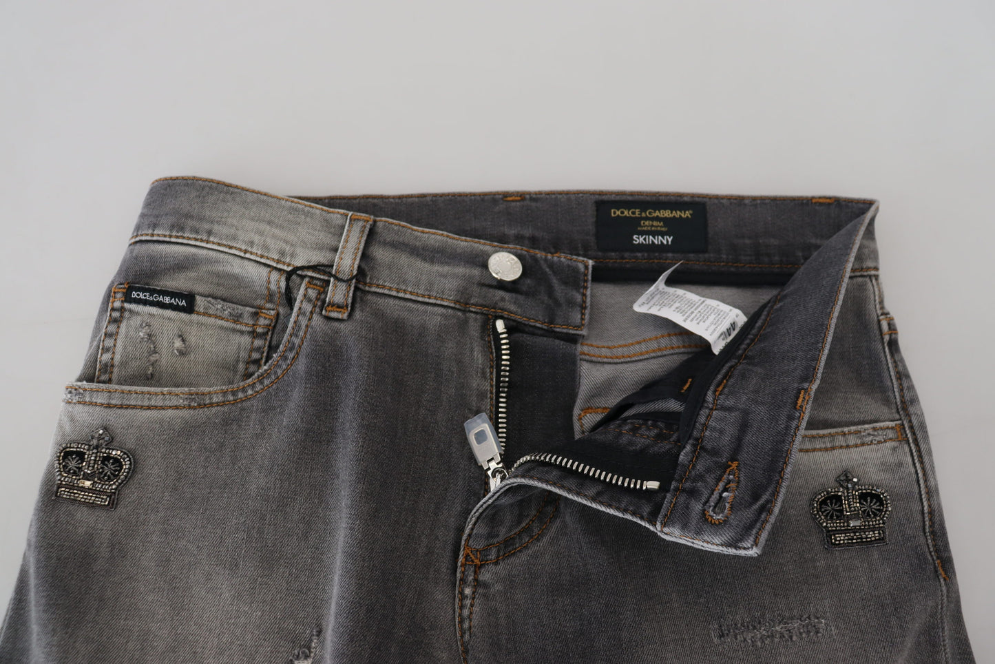 Dolce & Gabbana Gray Washed Cotton Skinny Denim Jeans - DEA STILOSA MILANO