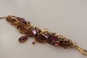 Dolce & Gabbana Gold Brass Sicily Purple Crystal Necklace - DEA STILOSA MILANO