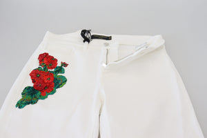 Dolce & Gabbana White Floral Embroidery Skinny Denim Jeans - DEA STILOSA MILANO