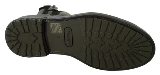 Dolce & Gabbana Green Leather Boots Zipper Mens Shoes - DEA STILOSA MILANO