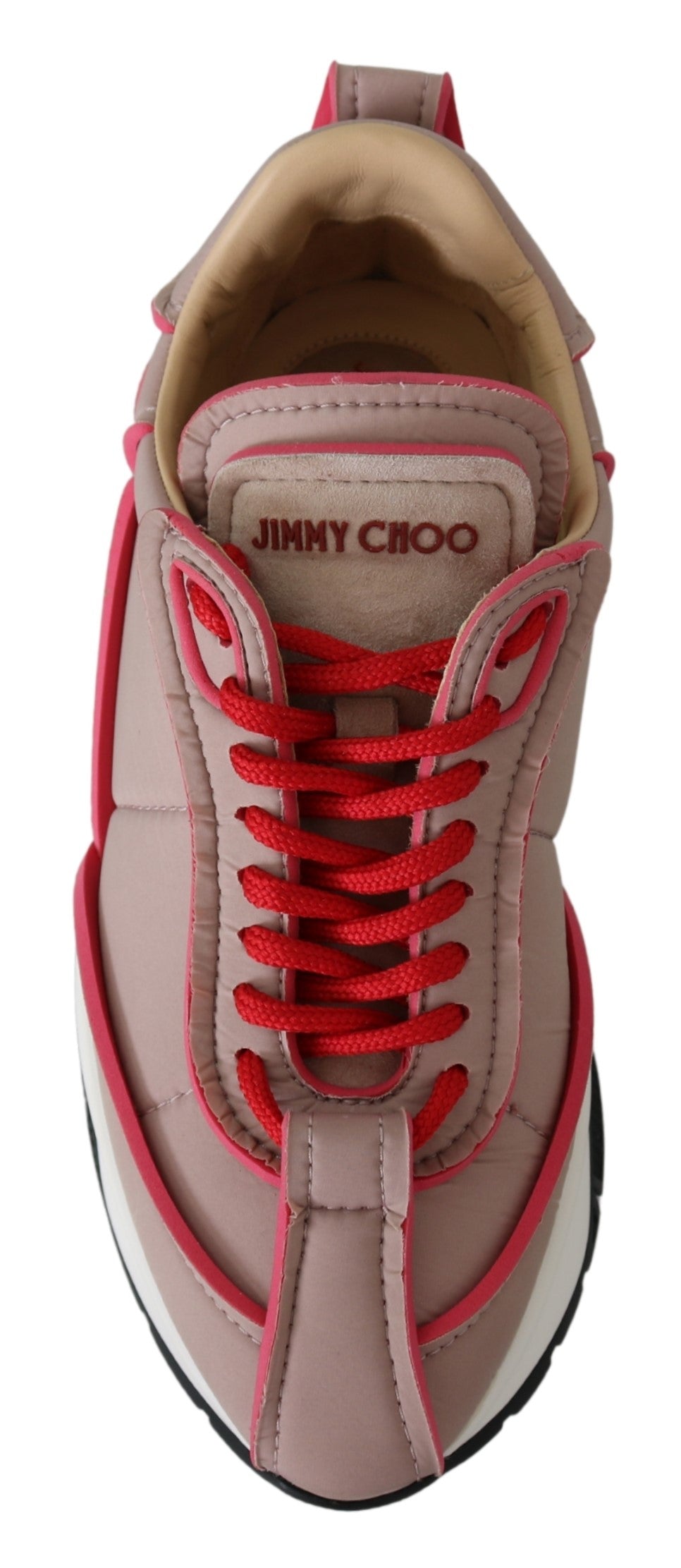 Jimmy Choo Ballet Pink and Red Raine Sneakers - DEA STILOSA MILANO