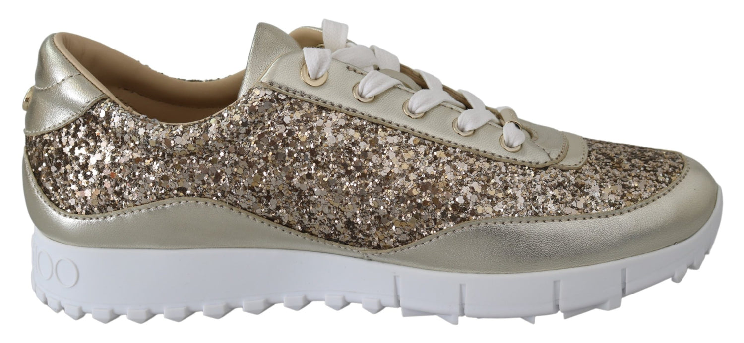 Gold & White Synthetic Leather Sneakers Design by Chal Jooti at Pernia's  Pop Up Shop 2024