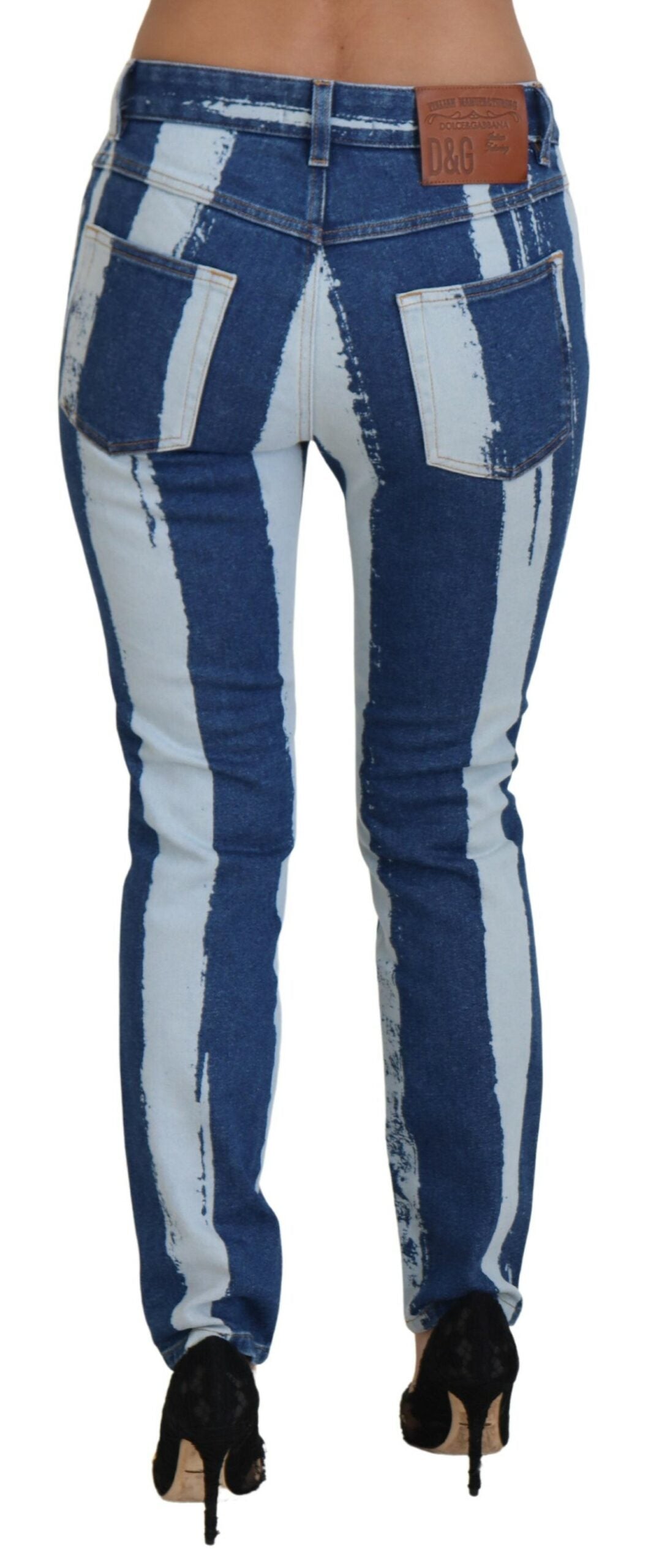 Dolce & Gabbana Cobalt Blue Stripes Skinny Denim Cotton Jeans - DEA STILOSA MILANO