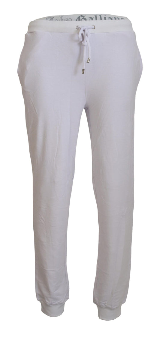 John Galliano White Cotton Logo Mens Jogger Pants - DEA STILOSA MILANO
