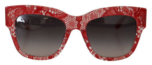 Dolce & Gabbana Red DG4231F Lace Acetate Rectangle Shades Sunglasses - DEA STILOSA MILANO