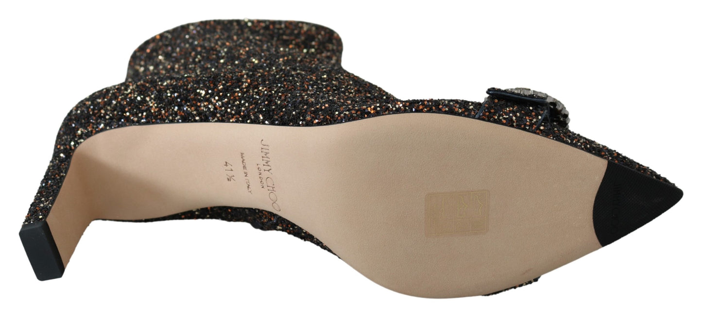 Jimmy Choo Mix Fabric Glitter Leather Hanover 65 Boots Shoes - DEA STILOSA MILANO