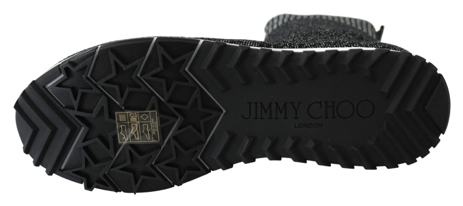 Jimmy Choo Black Silver Lurex Mix Norway Sneakers - DEA STILOSA MILANO