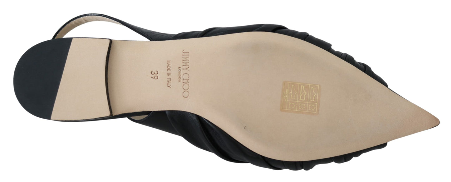 Jimmy Choo Black Leather Annabell Flat Shoes - DEA STILOSA MILANO