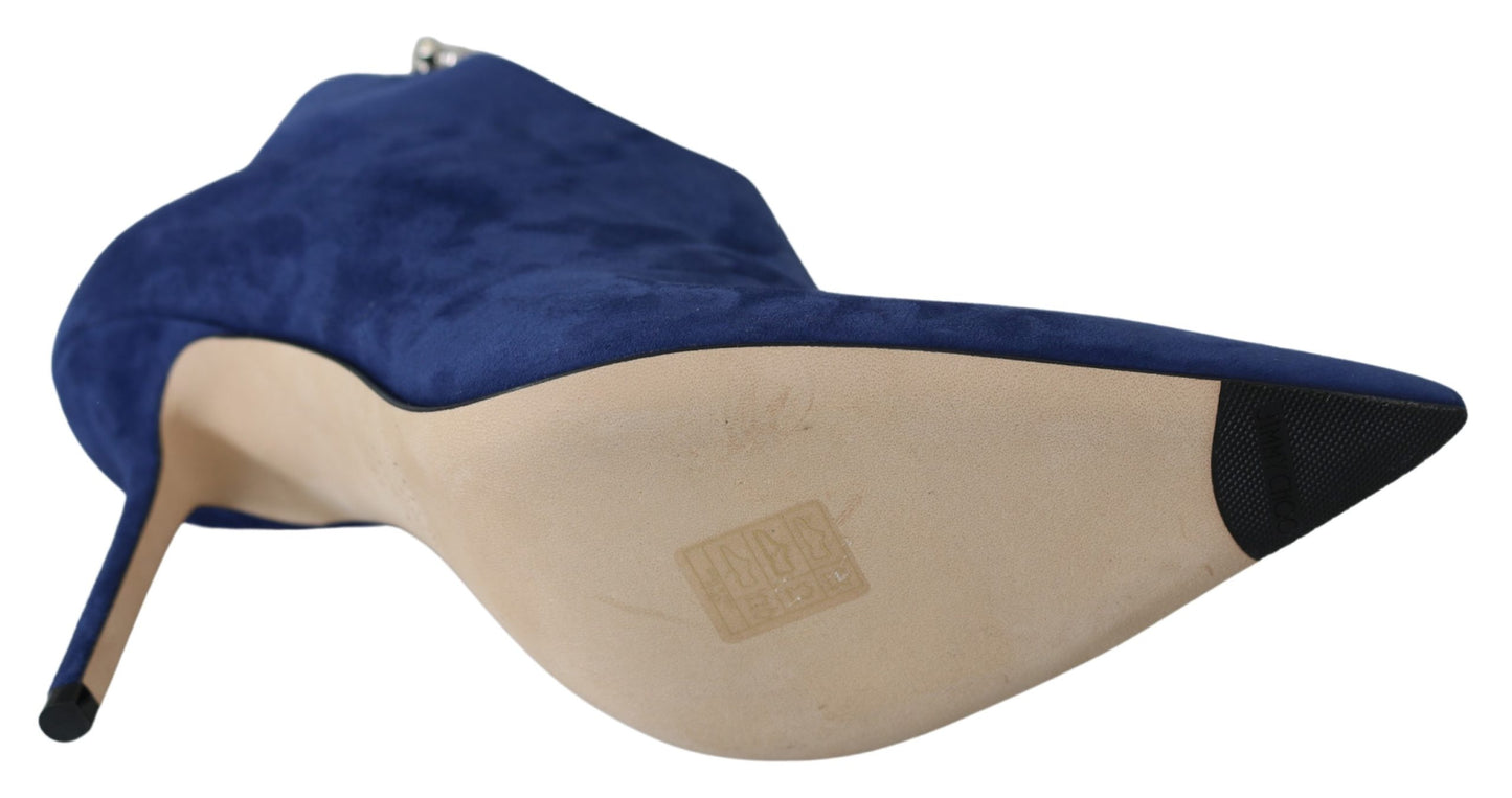 Jimmy Choo Pop Blue Leather Blaize 100 Boots Shoes - DEA STILOSA MILANO