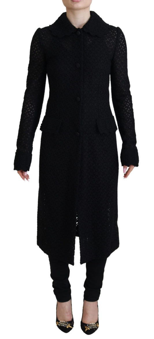 Dolce & Gabbana Black Button Down Long Blazer Cotton Jacket - DEA STILOSA MILANO