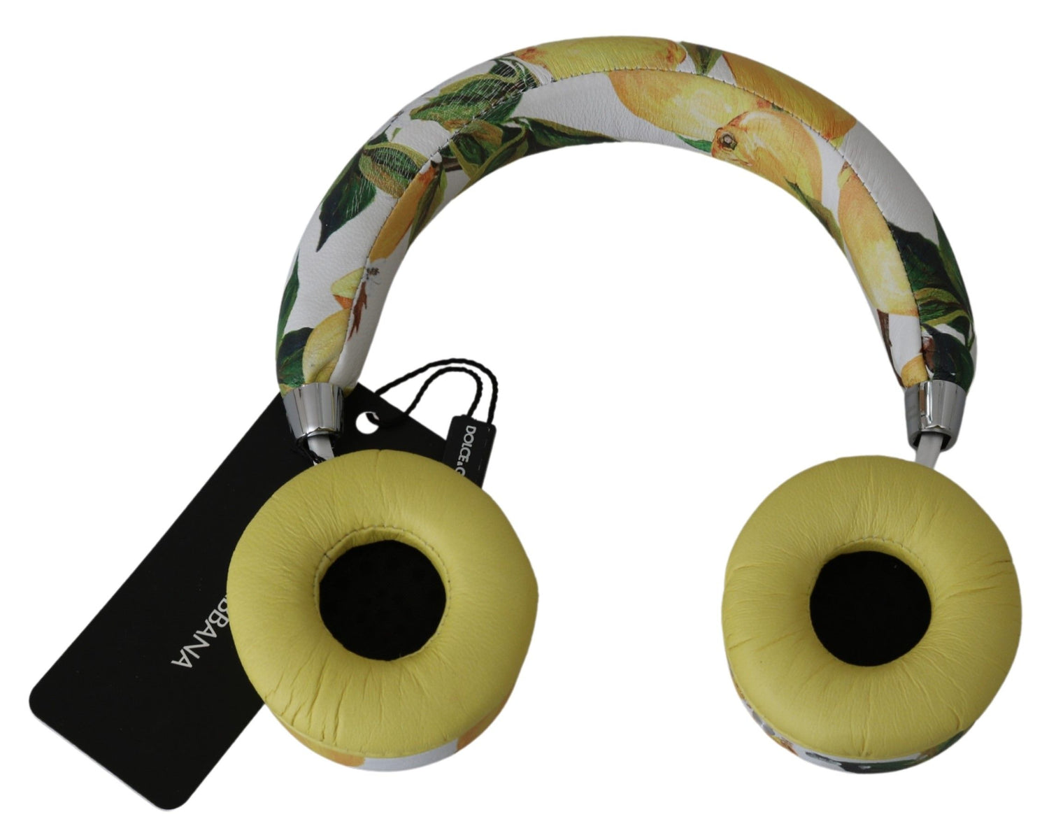 Dolce & Gabbana White Yellow Lemon Print Headset Headphones - DEA STILOSA MILANO