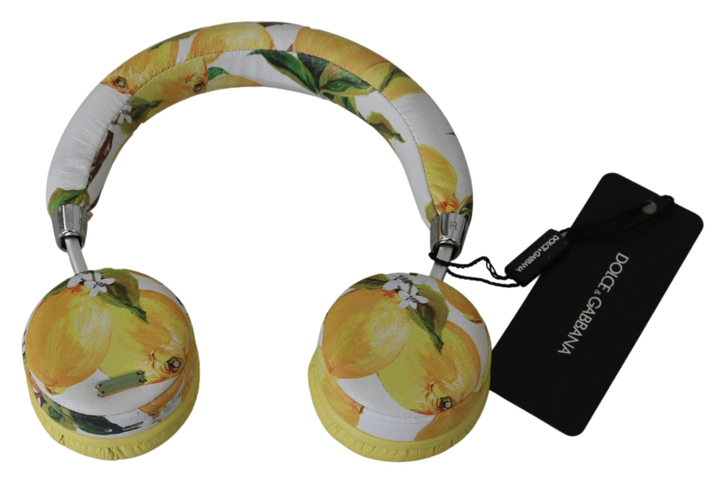 Dolce & Gabbana White Yellow Lemon Print Headset Headphones - DEA STILOSA MILANO