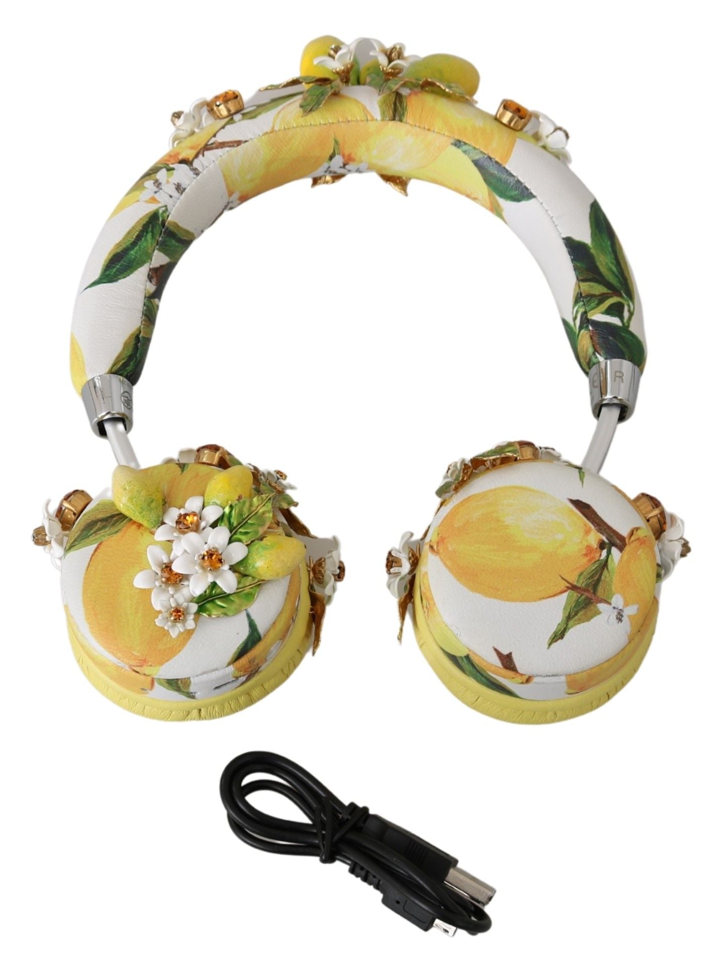 Dolce & Gabbana Yellow Lemon Crystal Floral Headset Headphones - DEA STILOSA MILANO