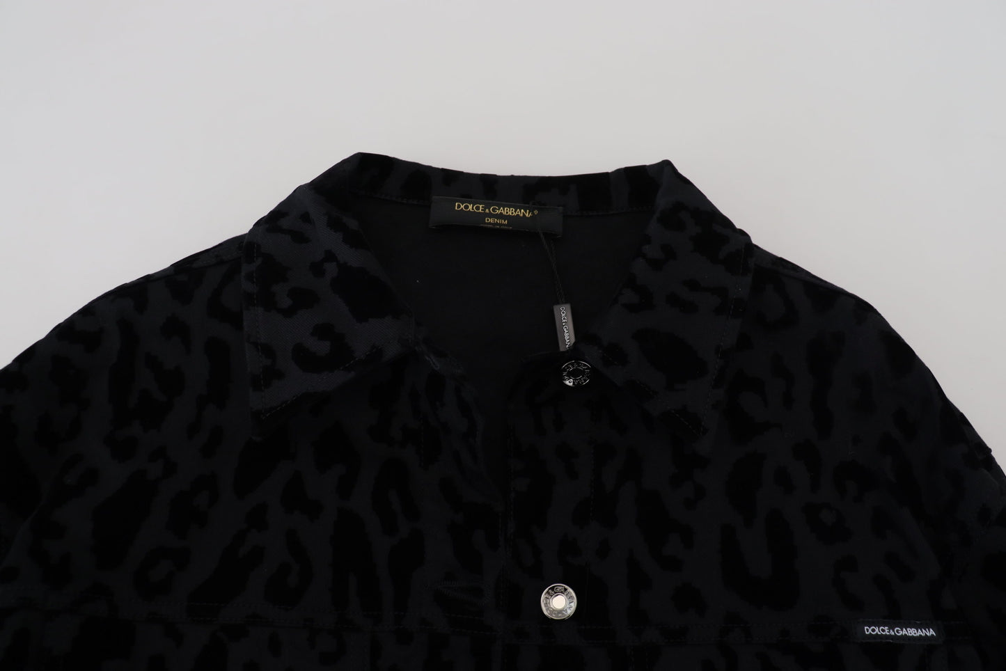 Dolce & Gabbana Black Leopard Long Sleeve Denim Cotton Jacket - DEA STILOSA MILANO