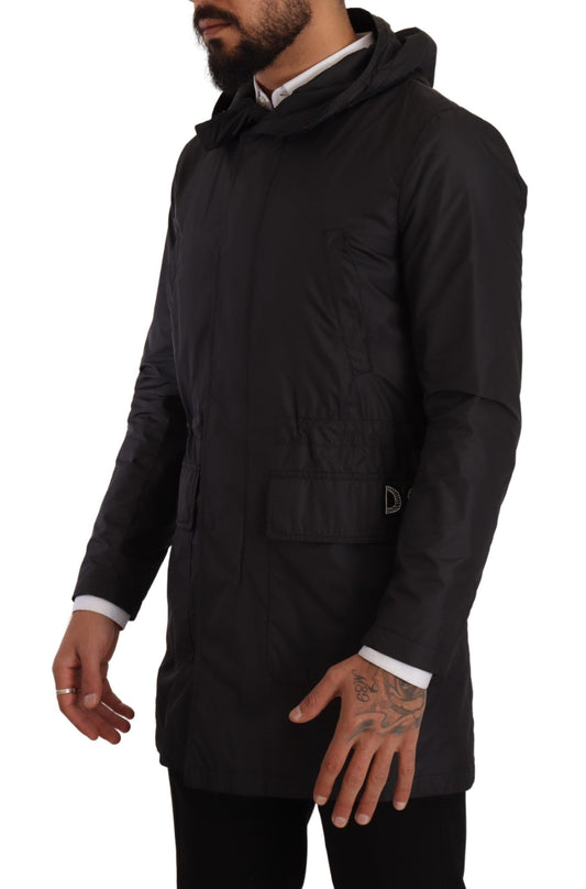 Dolce & Gabbana Black Polyester Hooded Parka Coat Jacket - DEA STILOSA MILANO