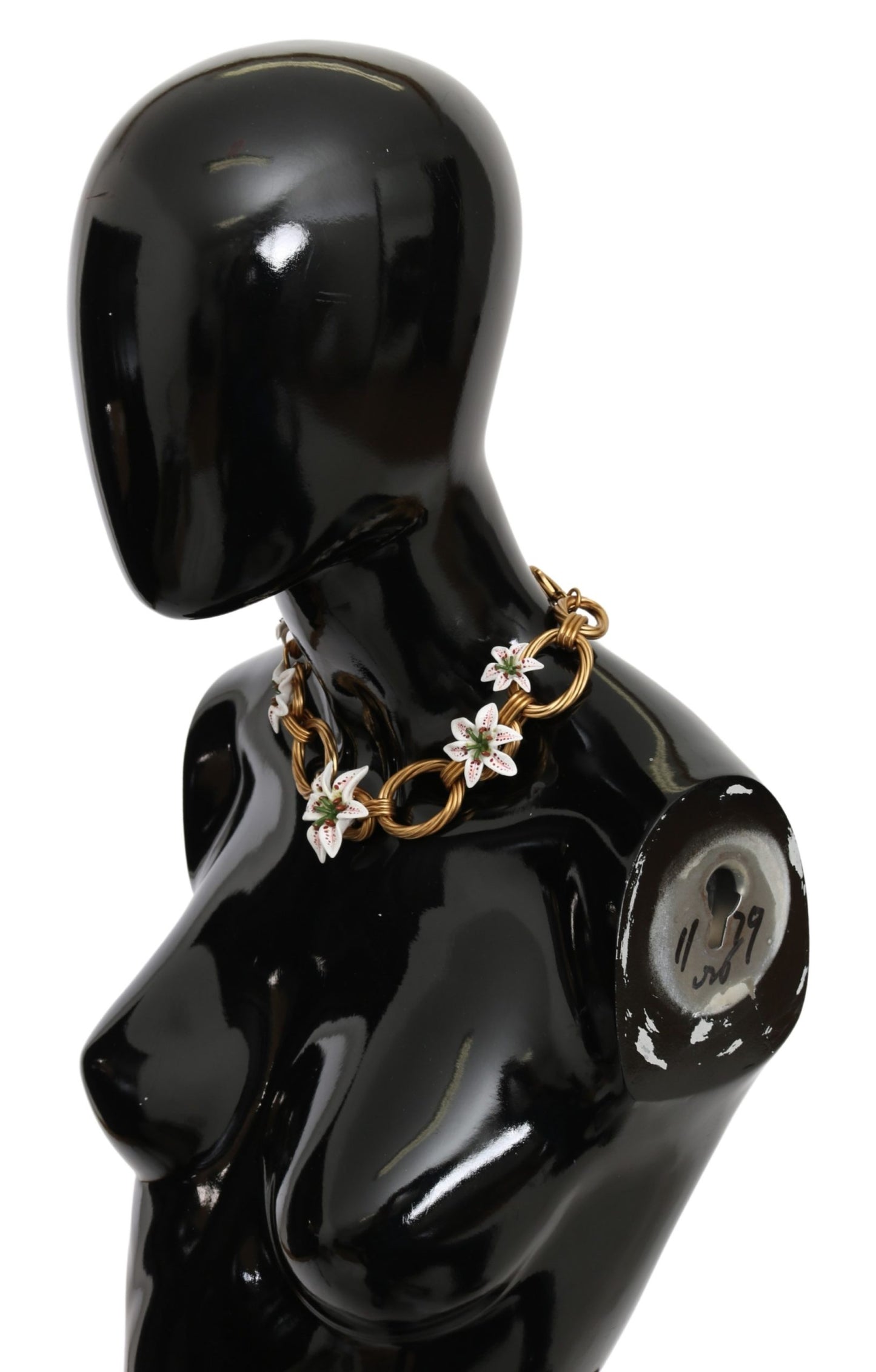 Dolce & Gabbana White Floral LILIUM Pendant Gold Chain Brass Pearl Necklace - DEA STILOSA MILANO