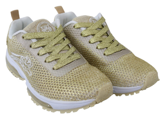 Plein Sport Gold Polyester Gretel Sneakers Shoes - DEA STILOSA MILANO