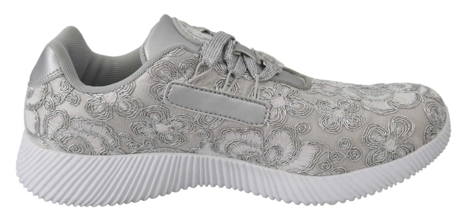 Plein Sport Silver Polyester Runner Joice Sneakers Shoes - DEA STILOSA MILANO