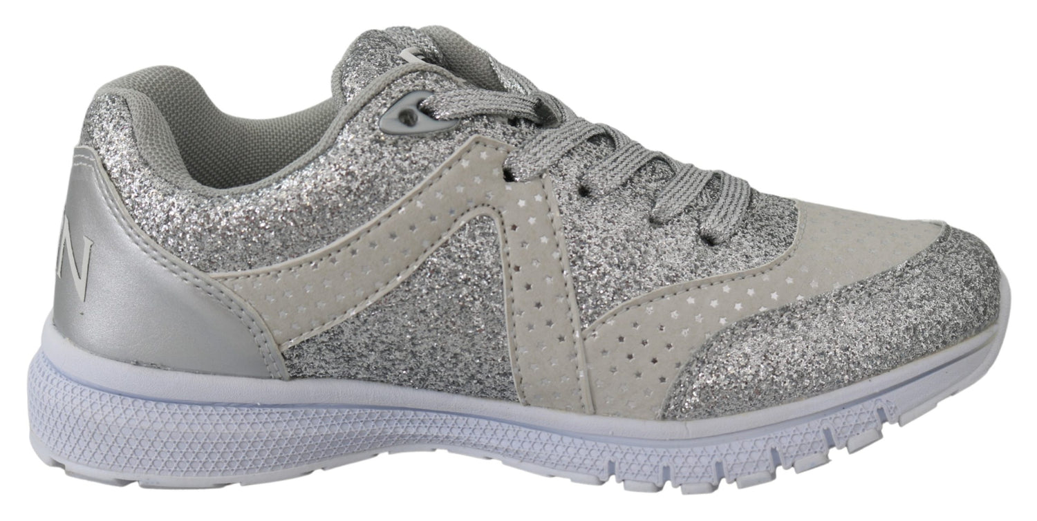 Plein Sport Silver Polyester Runner Jasmines Sneakers Shoes - DEA STILOSA MILANO