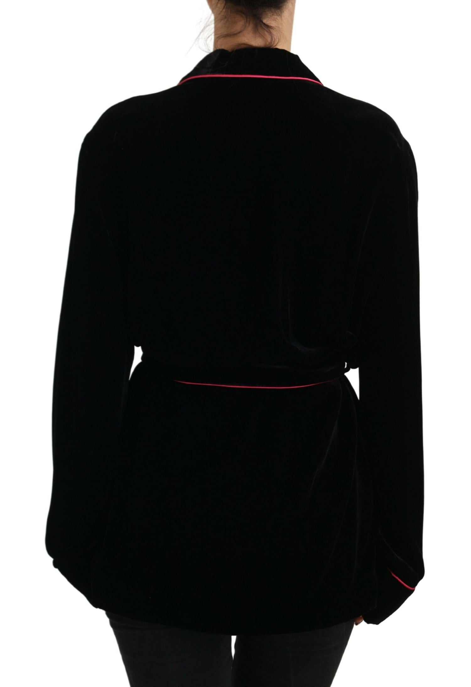 Dolce & Gabbana Black Button Belted Blazer Viscose Jacket - DEA STILOSA MILANO