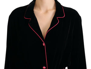 Dolce & Gabbana Black Button Belted Blazer Viscose Jacket - DEA STILOSA MILANO