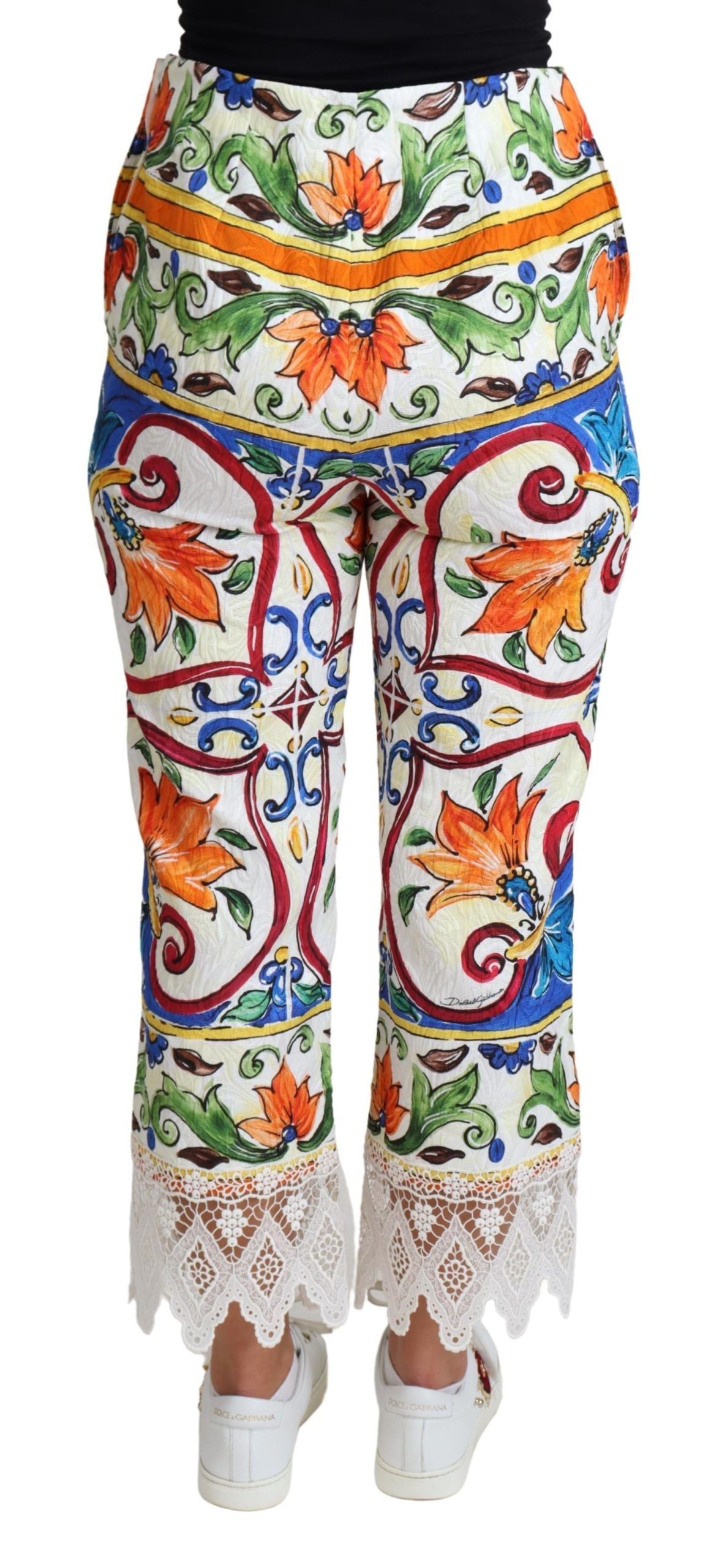 Dolce & Gabbana Multicolor Majolica Print Trouser  Cotton Pants - DEA STILOSA MILANO