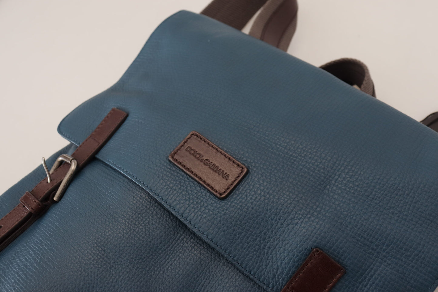Dolce & Gabbana Blue Calfskin Leather Logo Plaque Men Backpack Bag - DEA STILOSA MILANO