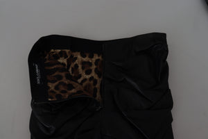 Dolce & Gabbana Black Lambskin Leather A-line Mini Skirt - DEA STILOSA MILANO