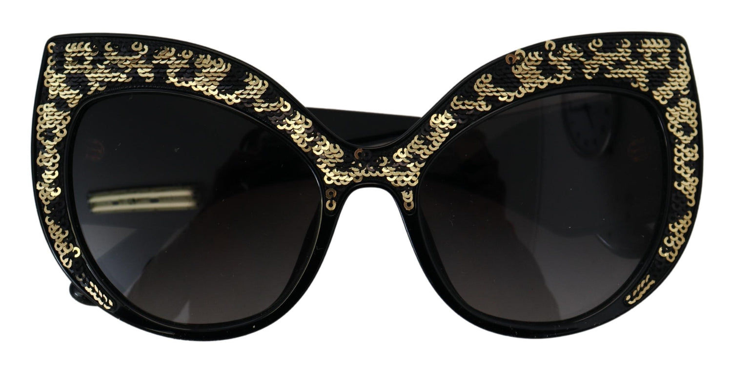 Dolce & Gabbana Black Gold Sequin Butterfly Polarized DG4326 Sunglasses - DEA STILOSA MILANO