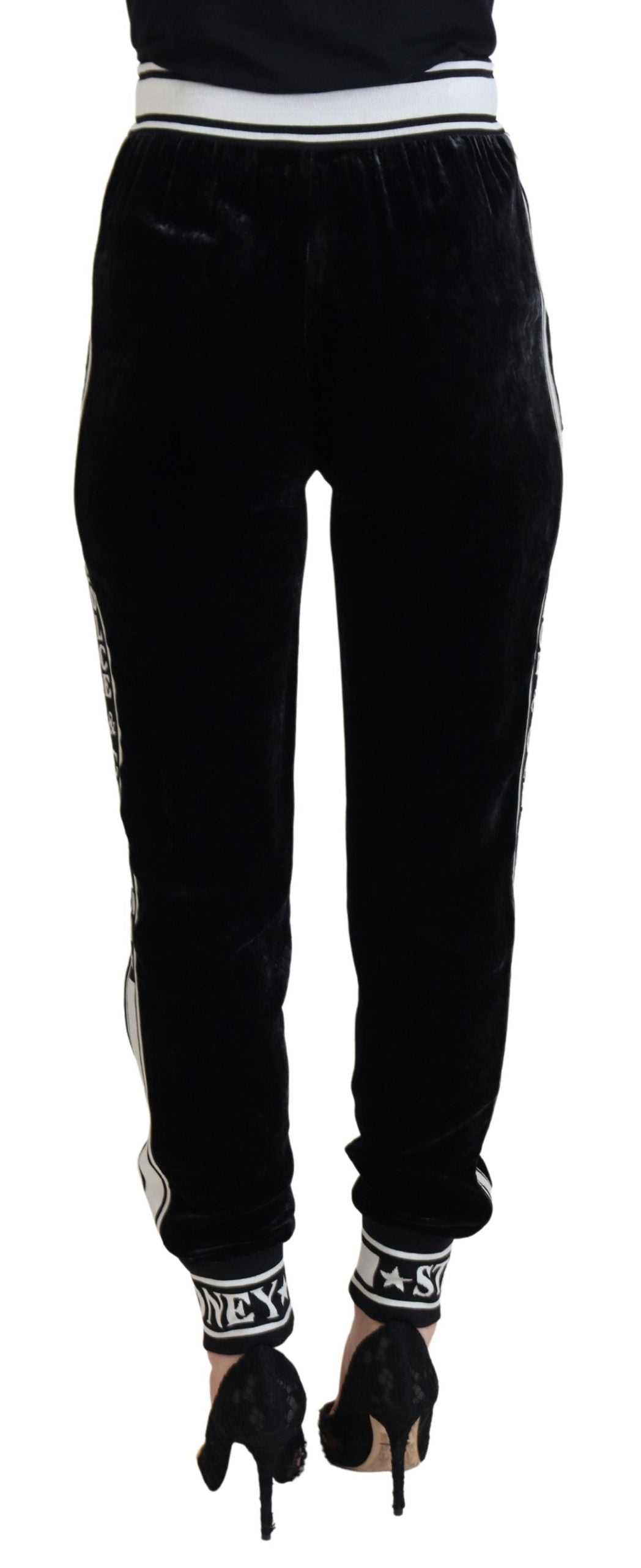 Dolce & Gabbana Black DG Logo Velvet Trouser Pants - DEA STILOSA MILANO