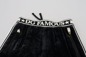 Dolce & Gabbana Black DG Logo Velvet Trouser Pants - DEA STILOSA MILANO