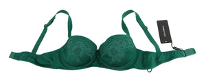 Dolce & Gabbana Green Silk Stretch Floral Lace Bra Underwear - DEA STILOSA MILANO